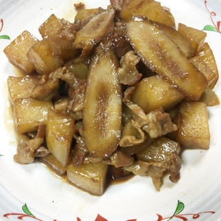 夕飯おかずに♬豚バラ大根とごぼうの炒め煮